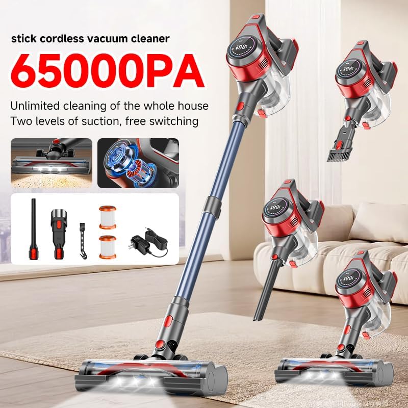 KIKETECH Cordless Vacuum Cleaner, 8 in 1 Vacuum Cleaners,1.7 L Dust Cup, Rechargeable Vacuum Pet for Hair, Carpet, Hardfloor，Y5