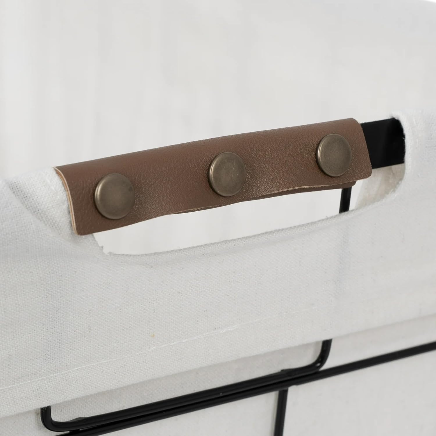 75L Rectangular Steel Wire Laundry Hamper, Adult Size Clothes Basket with Removable Washable Liner for Bedroom, Bathroom, and Closet