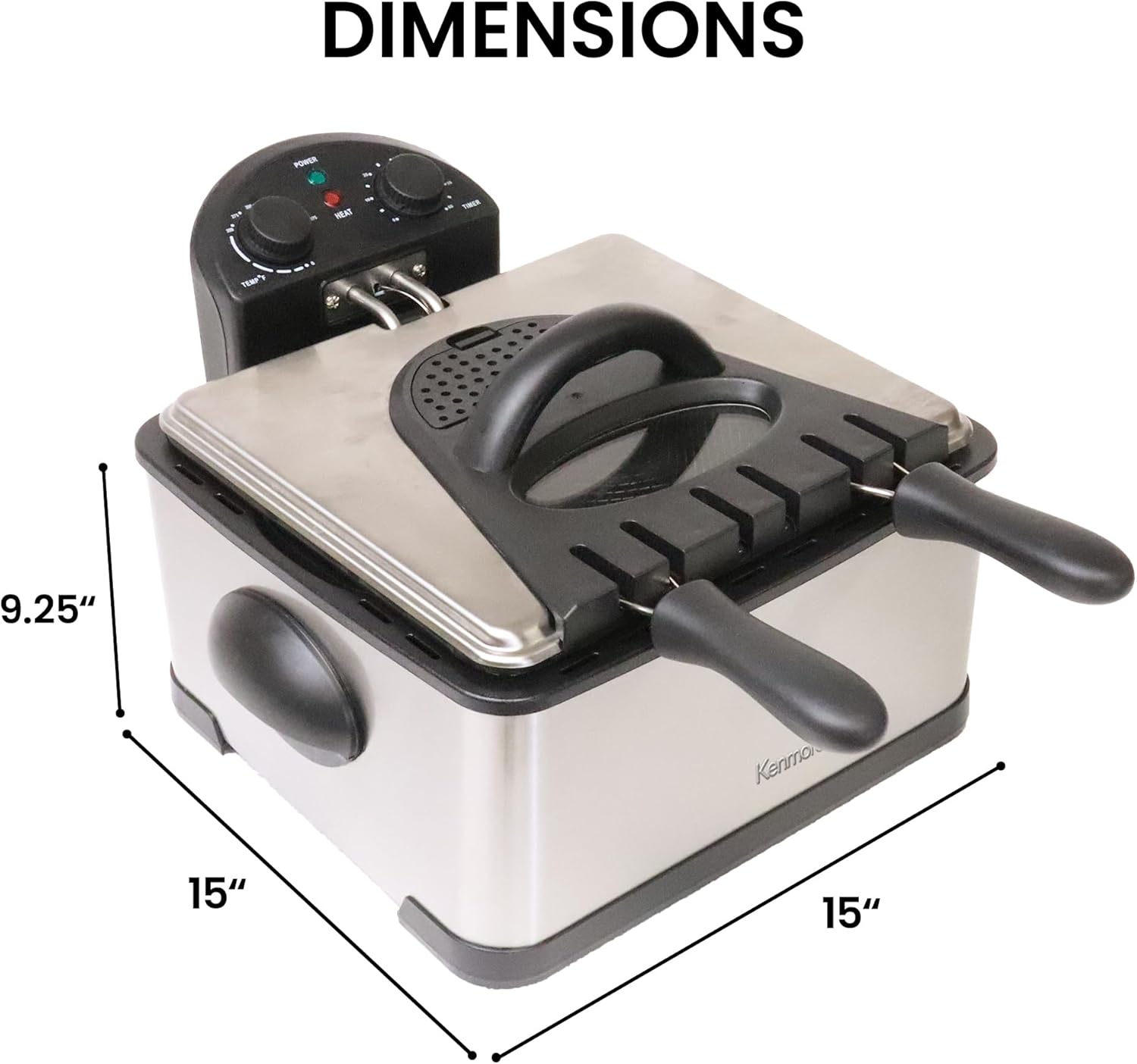 Kenmore Electric Deep Fryer - Grease & Odor Filtration, Simple Temperature Control, Eléctrica Freidoras For Home Use, 3 Baskets For Frying French Fries, Chicken Wing, 4 Liter Capacity Stainless Steel