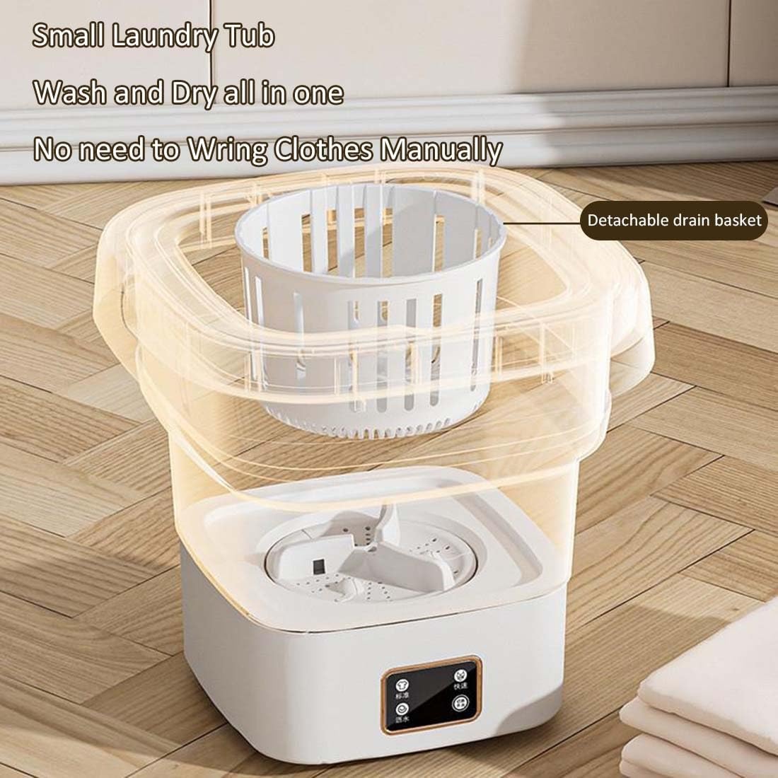 Mini Washing Machine 9L Portable Clothes Washer for Underwear, Baby Clothes Sock Apartment & Tiny Spaces Portable Mini Washing Machine(Cream Yellow)