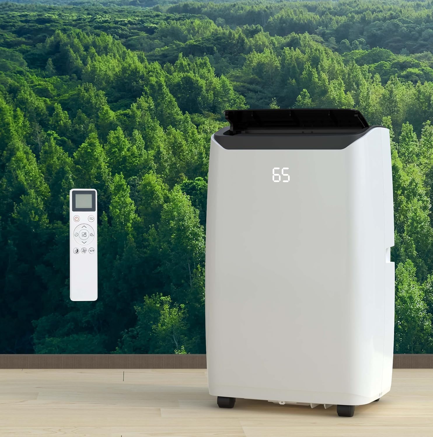 14,000 BTU Portable Air Conditioner with Remote Control, 4-IN-1 Remote Control Vertical AC Unit Cooling up to 750 Sq. Ft. Cooling/Dehumidifier/Fan/Timer, Low Noise, Apartment, Bedroom, Office, Black