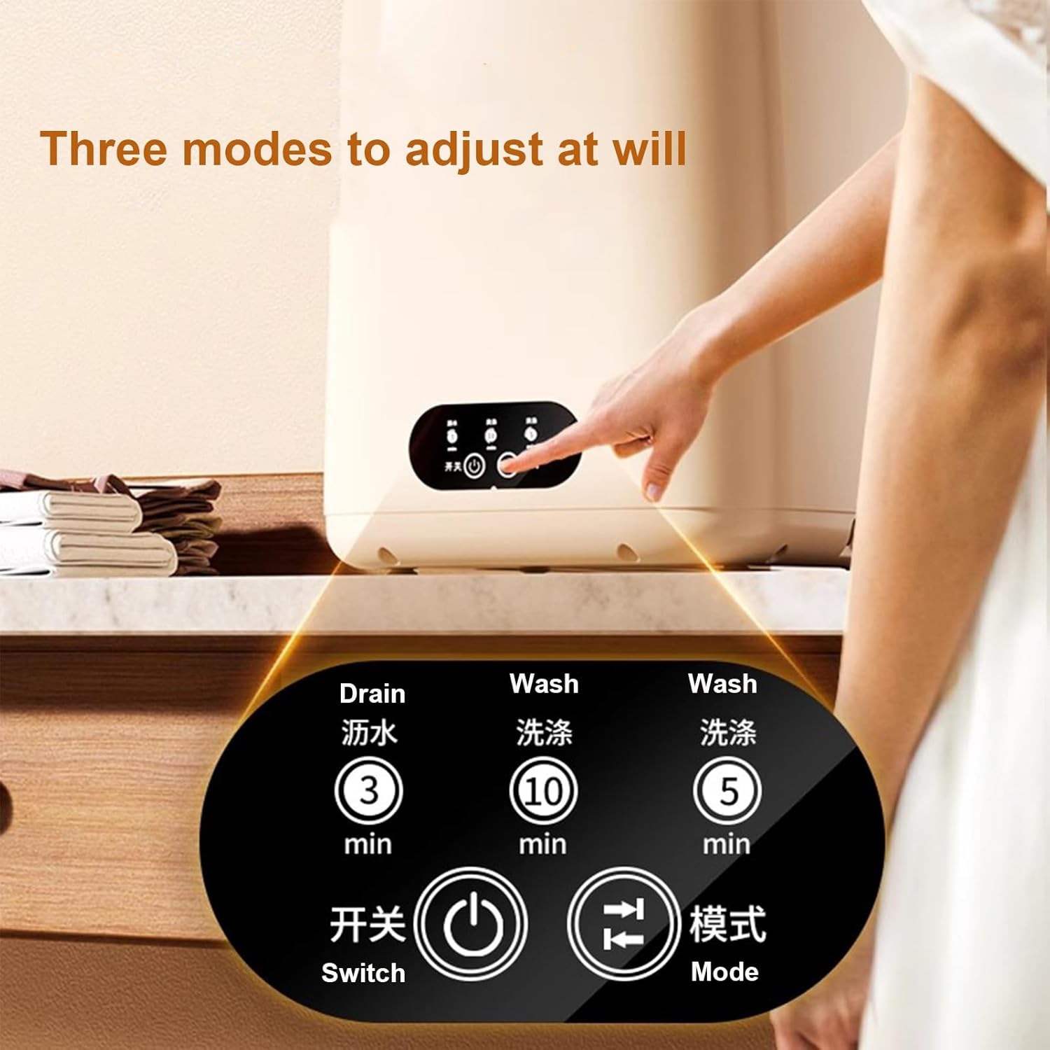 Portable Washing Machine, 13L Mini Washer with Drain Basket,2 In 1 Small Washing Machine, for Baby Clothes, Underwear, Travel & Camping(Gray)