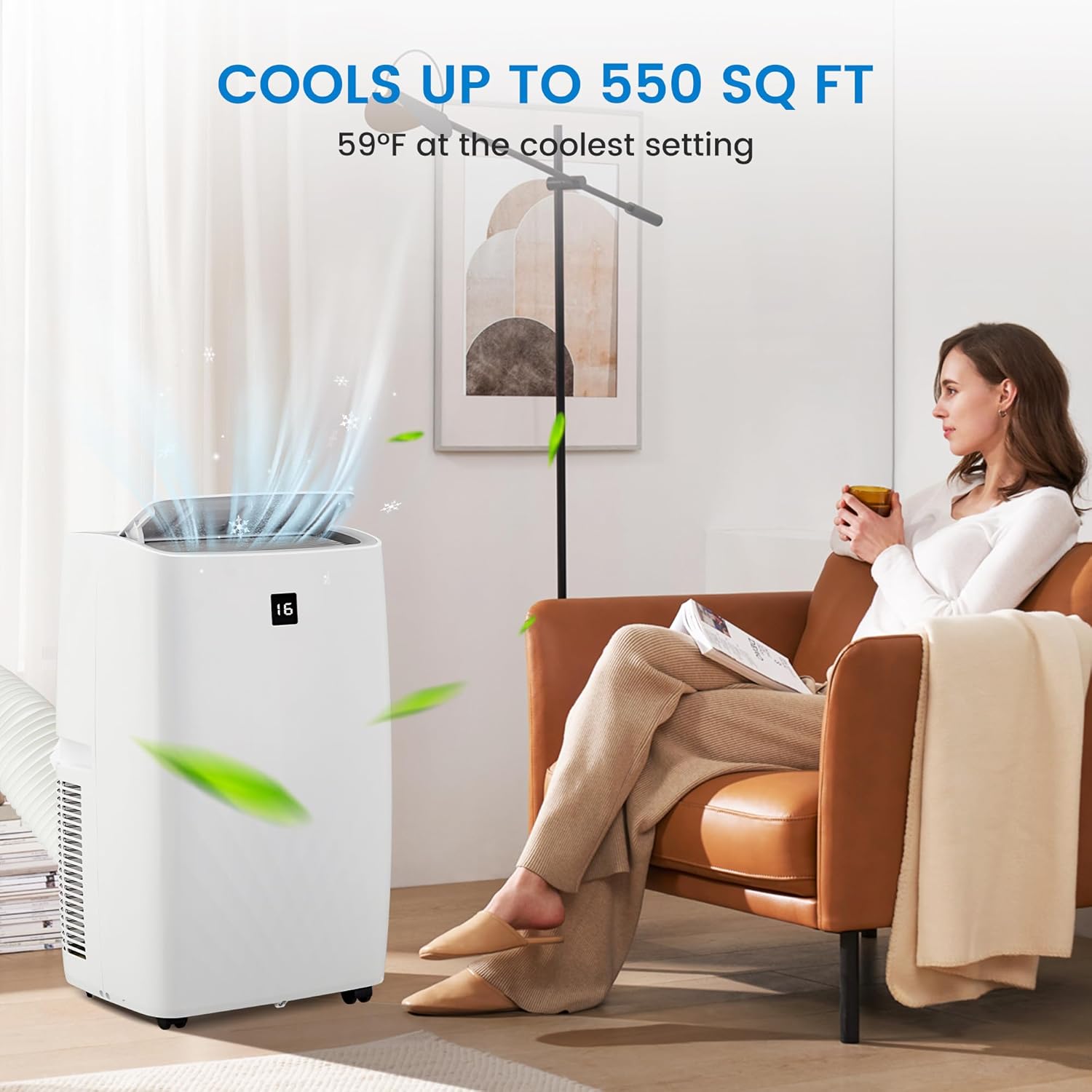 12000 BTU Portable Air Conditioner: 3-in-1 Cooling, Fan & Dehumidifier with Remote for Home