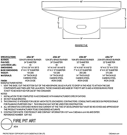 Fire Pit Art Asia Wood Fire Pit (Asia-60), 60-Inch