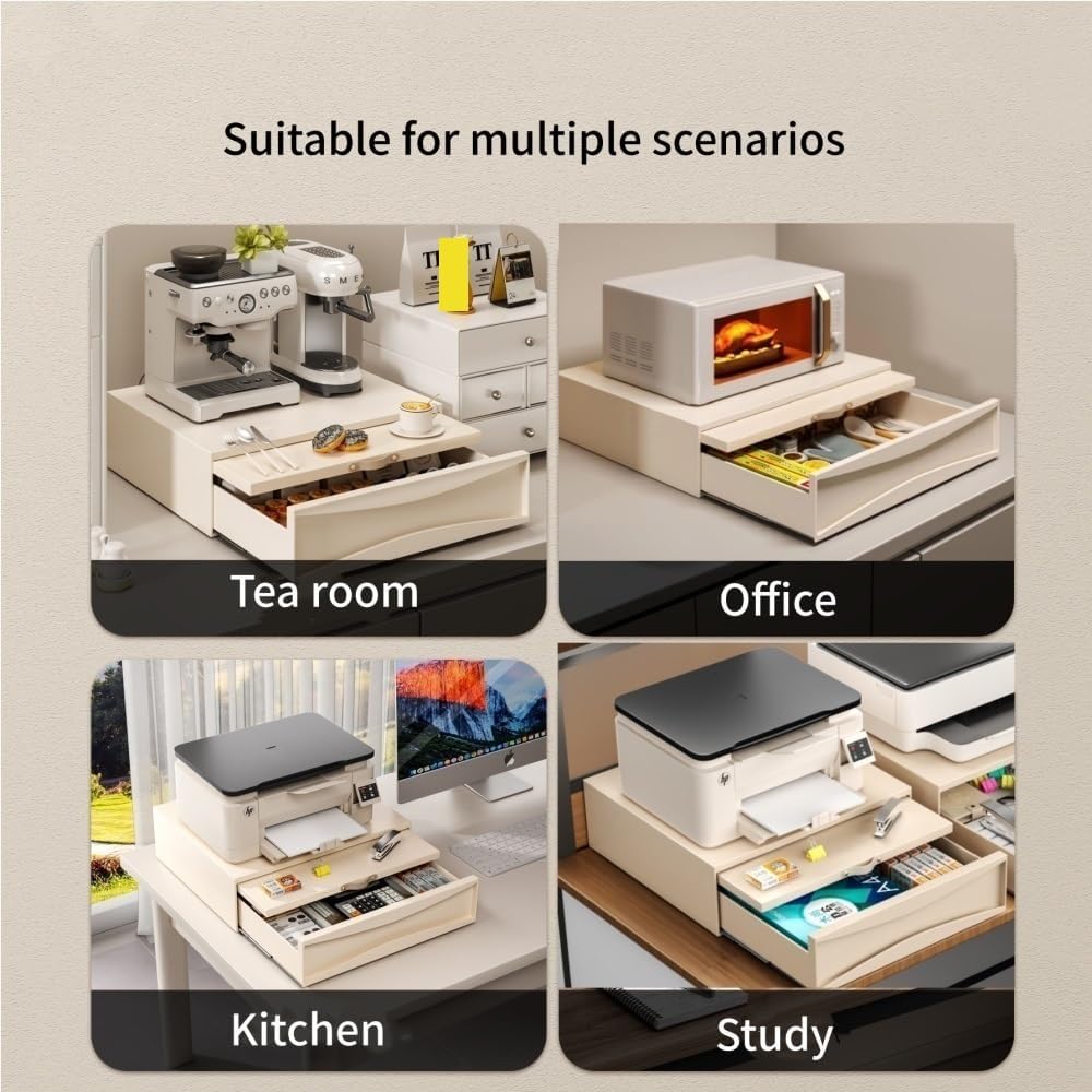 Adjustable Countertop Shelf, Microwave Stand with Drawer for Kitchen Appliances, Organizes Ovens, Rice Cookers