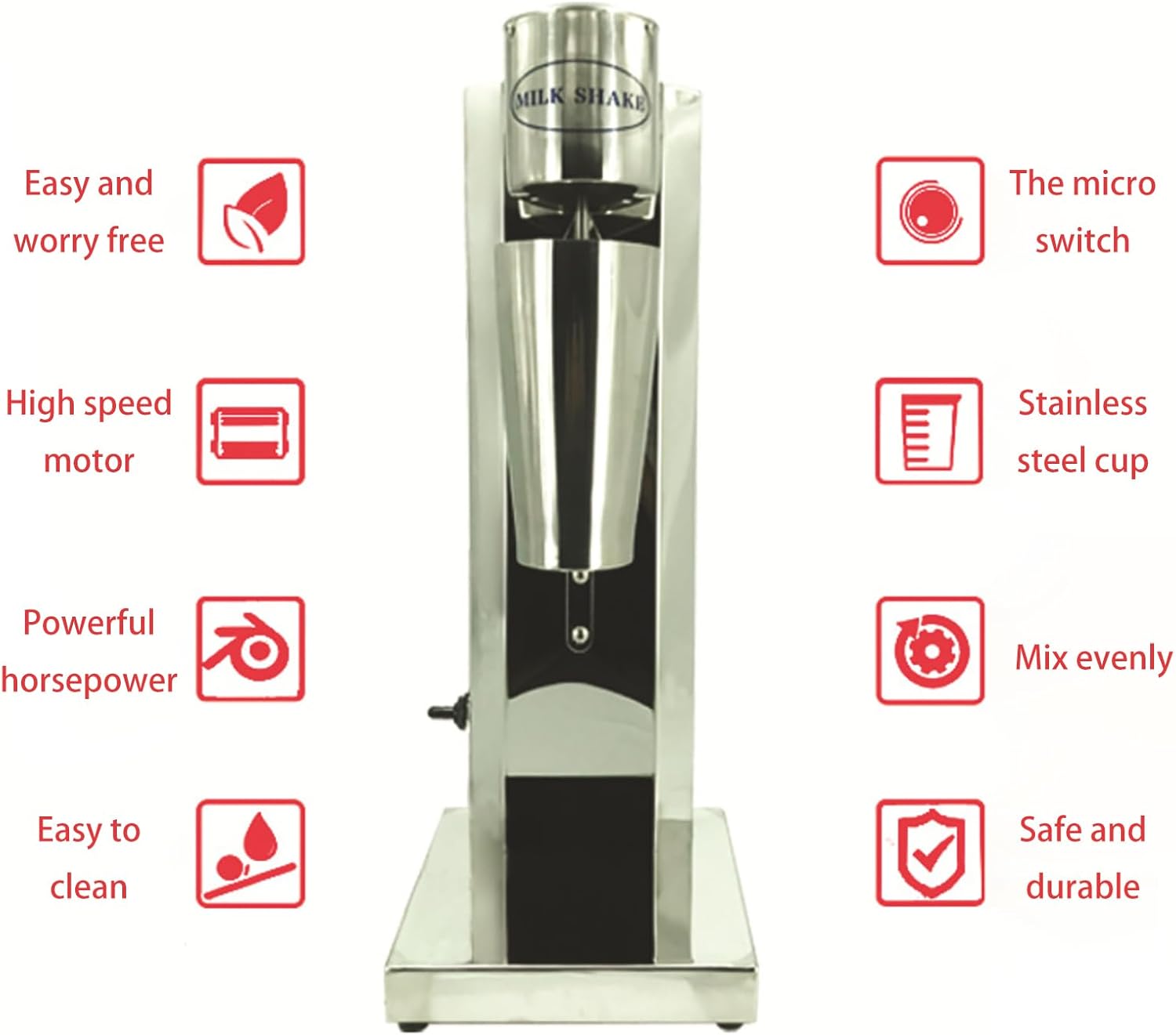 Milkshake Maker,Electric Drink Mixer Commercial Milkshake Blender,2 Speeds,Stainless Steel 180W 18000RMP Speed Adjustable with Mixing Cup