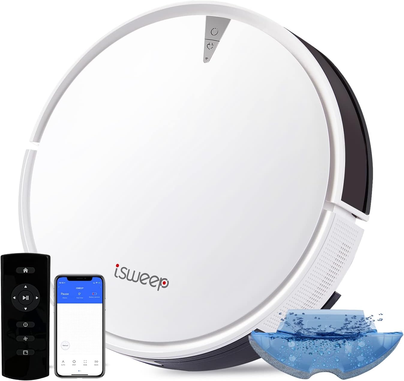 X5 Robot Vacuum and Mop Cleaner,Electric Water Tank 2 in 1, 2000Pa Suction Sweeping and Mopping Vacuuming,APP Control, Self-Charging
