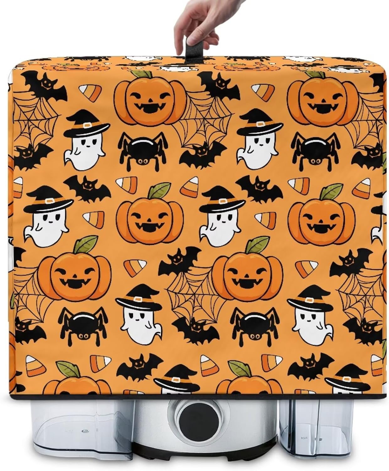 Halloween Ghost Pumpkin Foldable Juicer Cover with Top Handle Dustproof Blender Covers Home Decor Suitable for Most Juicers Households Organizer