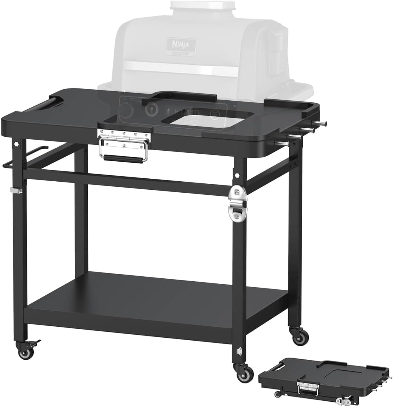 Universal Grill Stand for Ninja Woodfire Outdoor, Portable Foldable Pizza Oven Cart for Ninja OG700 OG800 OG900 XL and OO101 Series Smoker Pizza Oven Stand