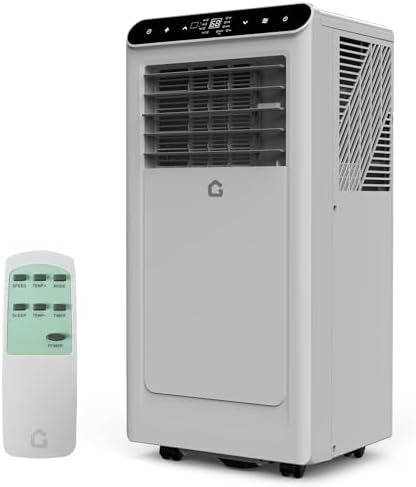 10,000 BTU Portable Air Conditioner, 3-In-1 Ventless Portable Air Conditioner with Dehumidifier, Fan, Room AC Unit Cools Up to 450 Sq.Ft., Auto Swing, 24H Timer, Windows Kit Included, Grey