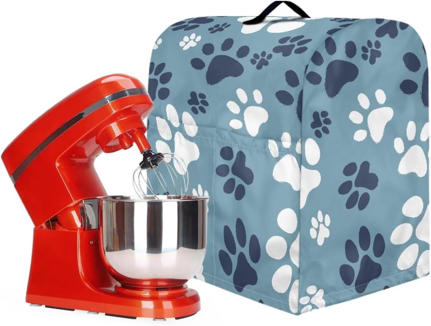 Stand Mixer Cover, Portable Stand Mixer Dust Cover for Most Standard Blender Dustproof Kitchen Appliances Dust Cover with Top Hook Portable to Use Blue Dog Paw Prints