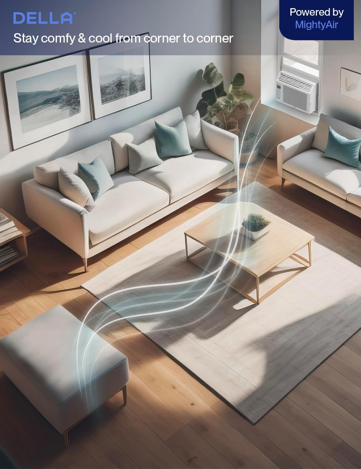 DELLA 5000 BTU Smart Window Air Conditioner Compatible with Alexa, Cools Up to 150 Sq. Ft, Small Room AC Unit with GEO Location, WIFI & Remote Controls, Dehumidifier, Fan Cools, Eco, Easy Install