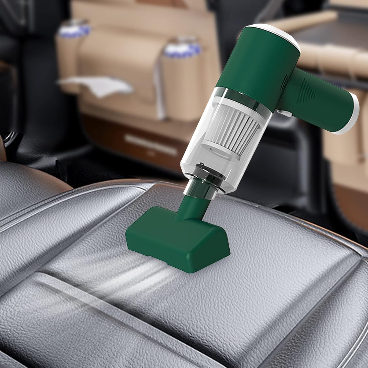 Portable Handheld Wireless Car Vacuum Cleaner Cordless Rechargeable Light Weight Household Compact 6000pa High Suction 2000mah Capacity Cleaner for Car Home Office (Green)