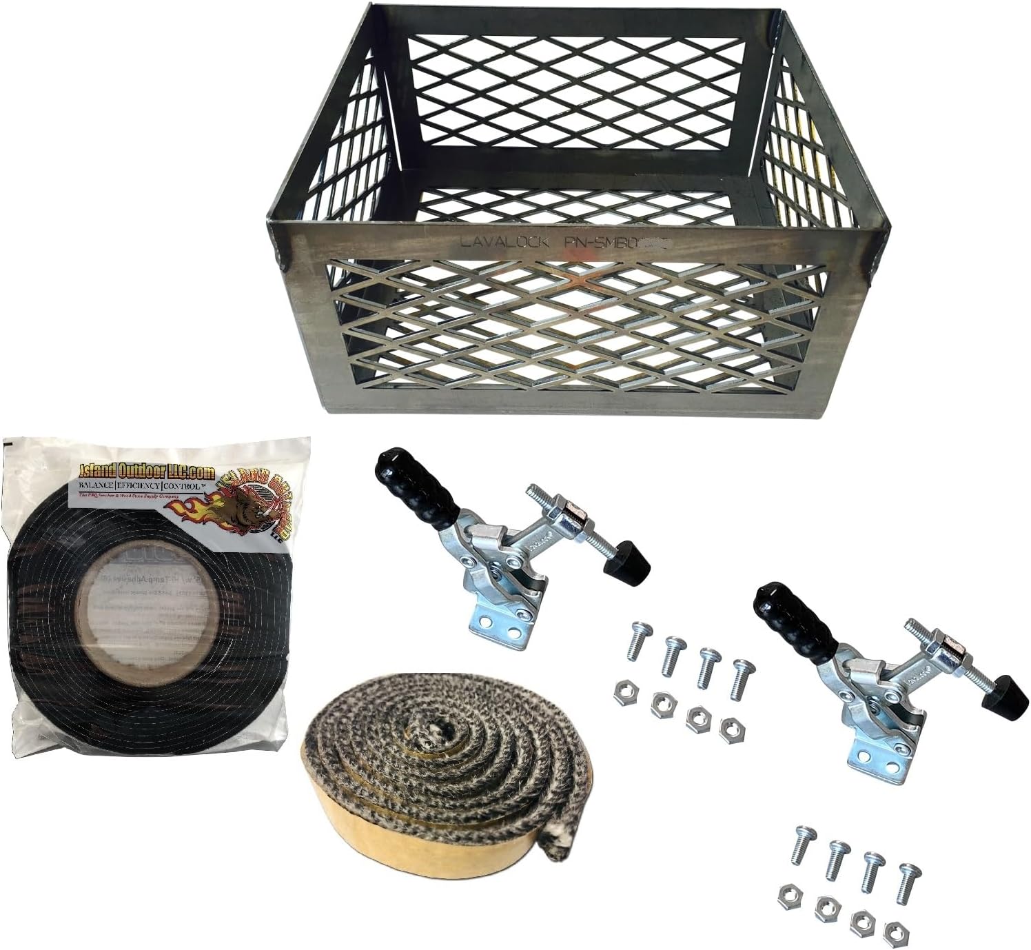 Total Control Offset Smoker Mod Kit for Oklahoma Joe's, and Most Other Offset Smokers Includes Gaskets, Lid Latches and Charcoal Basket (for Oklahoma Joe's Longhorn)