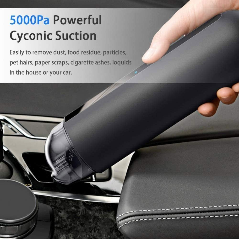 Cordless Hand Held Vacuum Cleaner, Battery Powered, Lightweight 5000PA Mini Cleaner Handheld Powered - Small Vacuum for Car, RV, Boats, Travel - Car Accessories ﻿(Black)