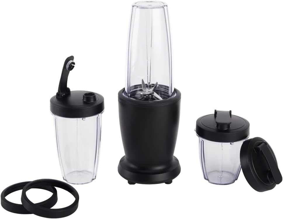 10-Piece Personal Blender Set, 300W High-Speed Blender with 3 Jars (10oz, 16oz, 18oz), Stainless Steel Blades, Travel Lids, Portable & Compact, Easy to Clean, Black