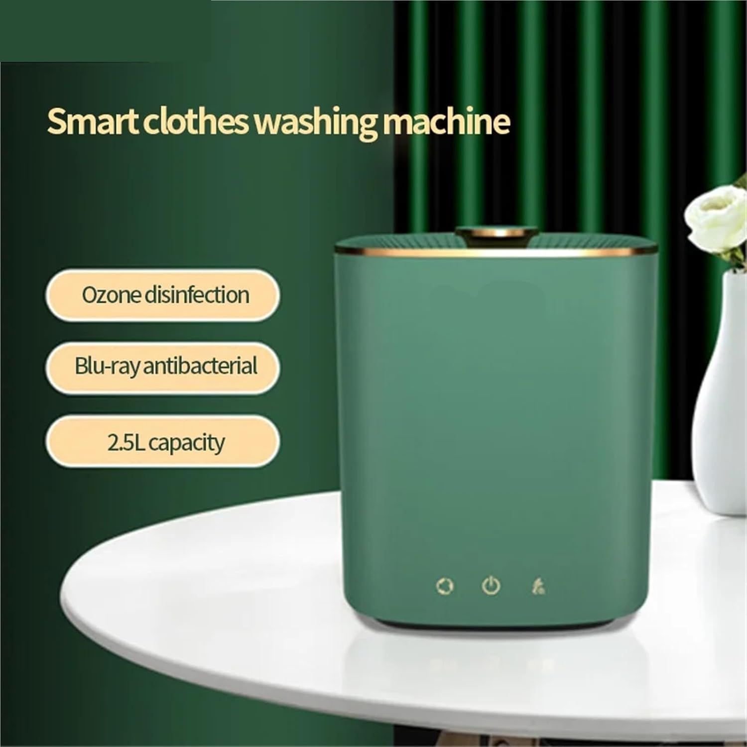 Compact Laundry. Portable MIni Washing Machine 2.5L Capacity Small Underwear Sock Cleaning One-key Start Mini Washer For Home Travel .Portable