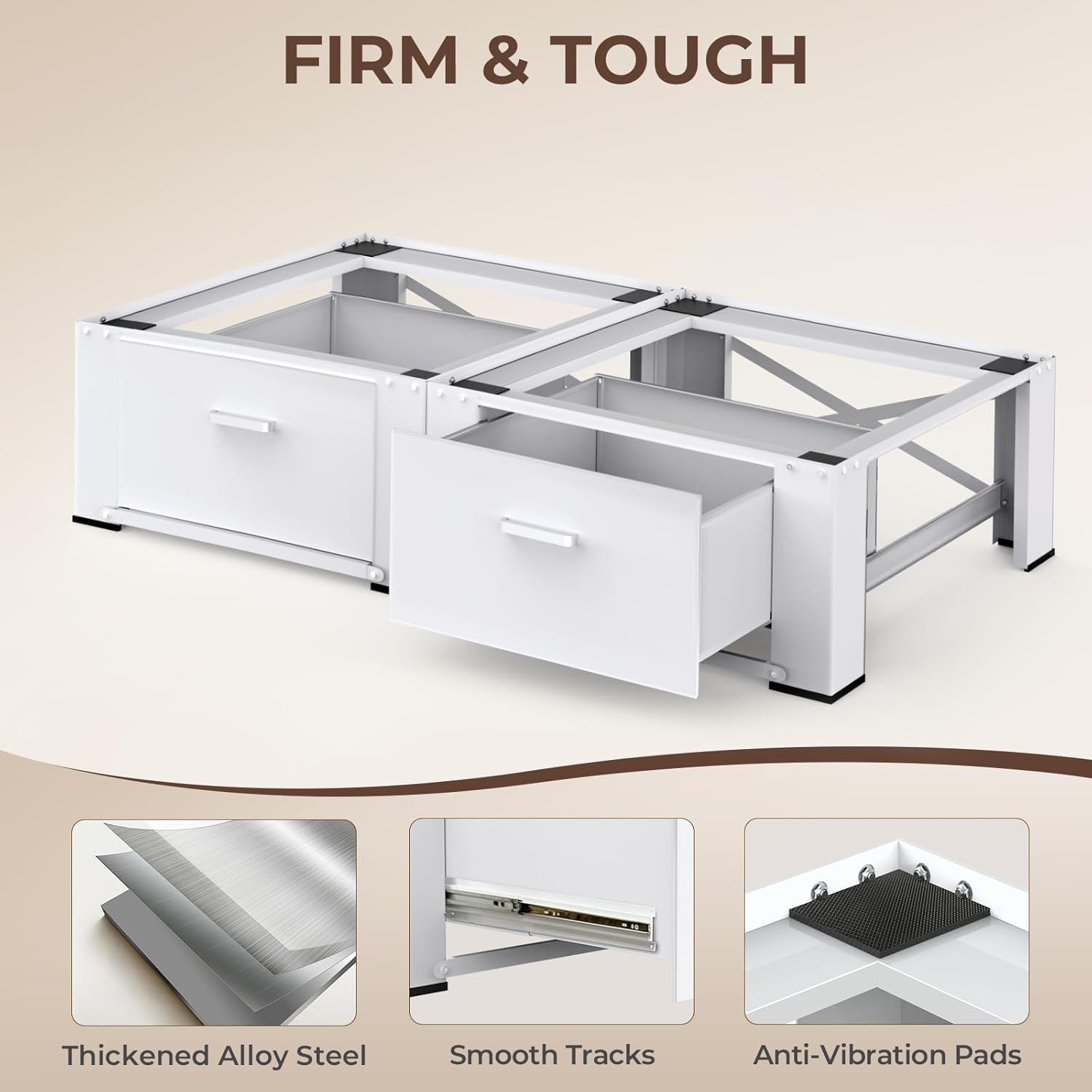 2 Pack Washer Dryer Pedestals with Drawer - 28