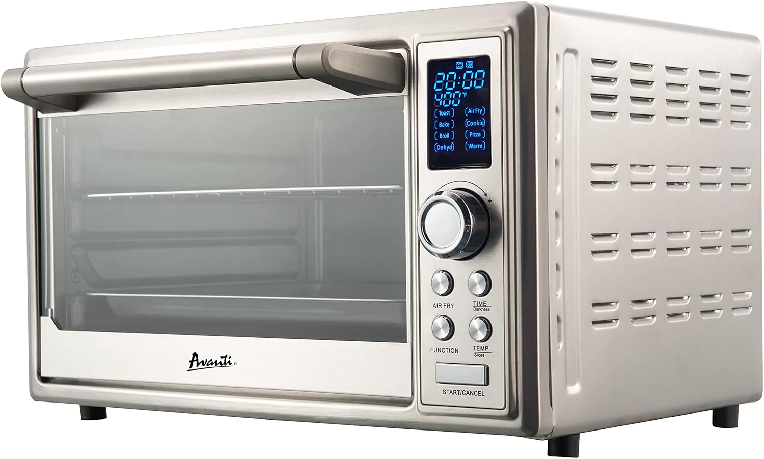 Avanti Air Fryer Oven Combo with 8 Pre-Set Functions and Digital Controls, 90 Minute Timer and Auto Shut-Off, 0.8 Cu.Ft., Metallic