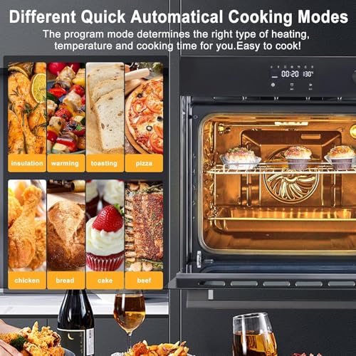 24 Inch Electric Single Wall Oven, 2.5 Cu.ft Built-in Convection System with 8 Cooking Functions in Stainless Steel, Touch Control