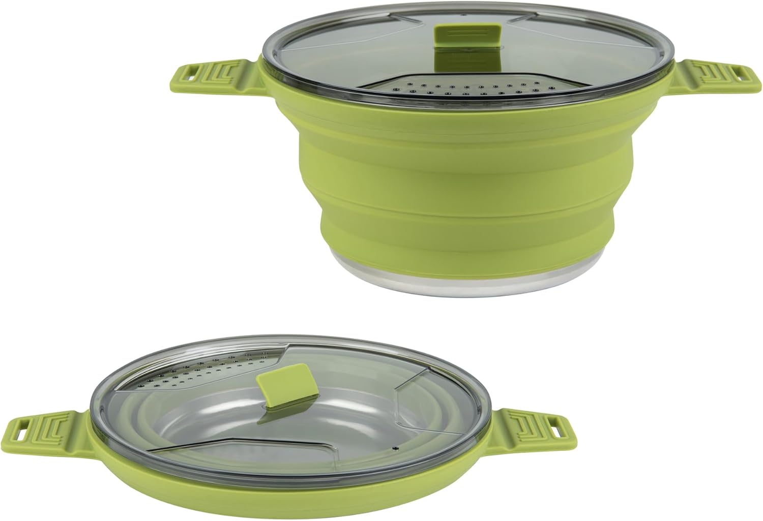 Restaurantware-Hi Tek 2.5 Liter Collapsible Camping Pot, 20 Portable Cook Pots - With Lid, Stainless Steel Bottom, Silicone Camping Cookware, For Travel Or Outdoor Hiking- Restaurantware