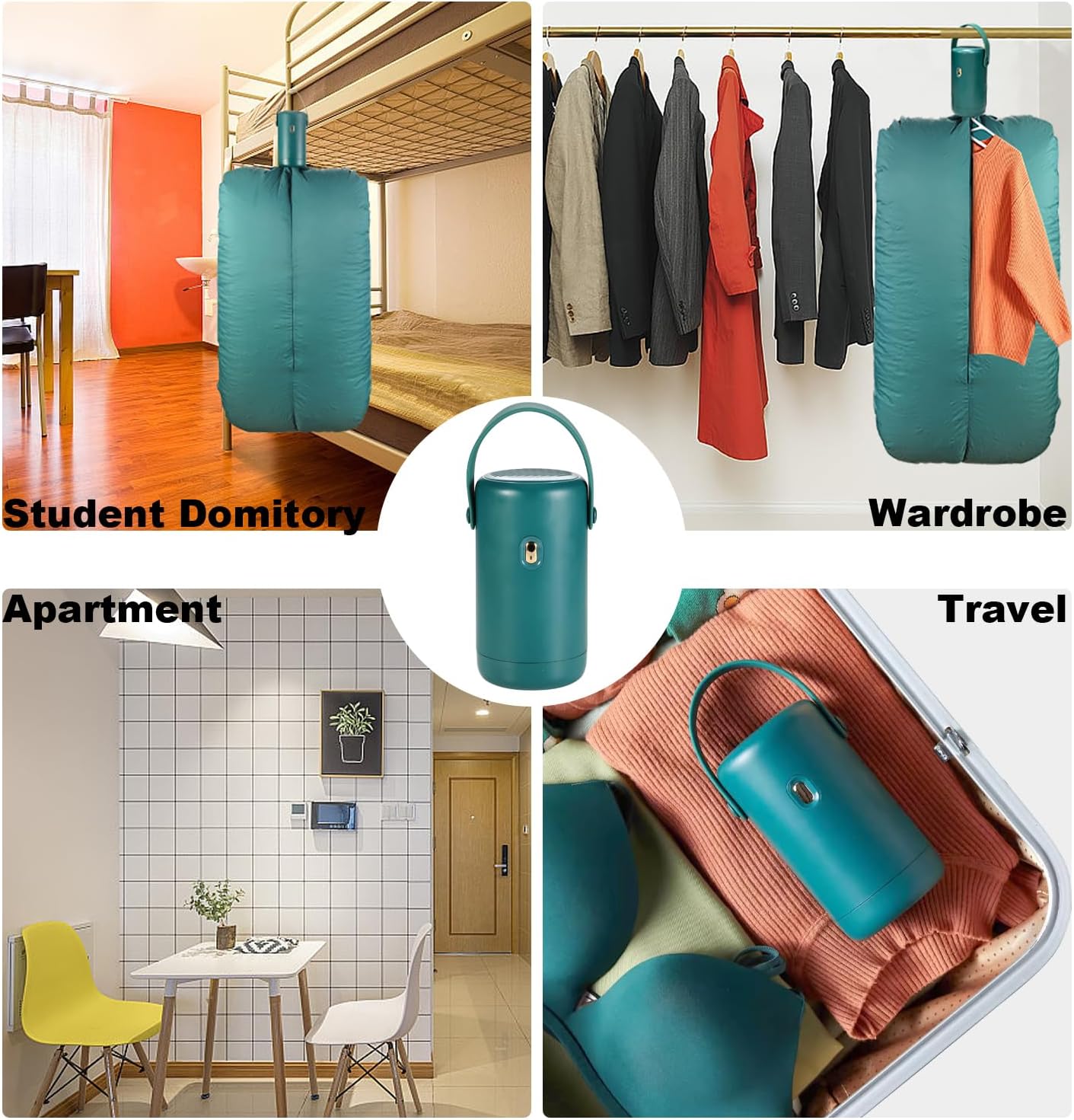 OUEST Portable Mini Clothes Dryer for Apartment, RV,Travel ，Compact Dryer, Sturdy, Easy to use, for Light Clothing Underwear, Baby Clothes-Green