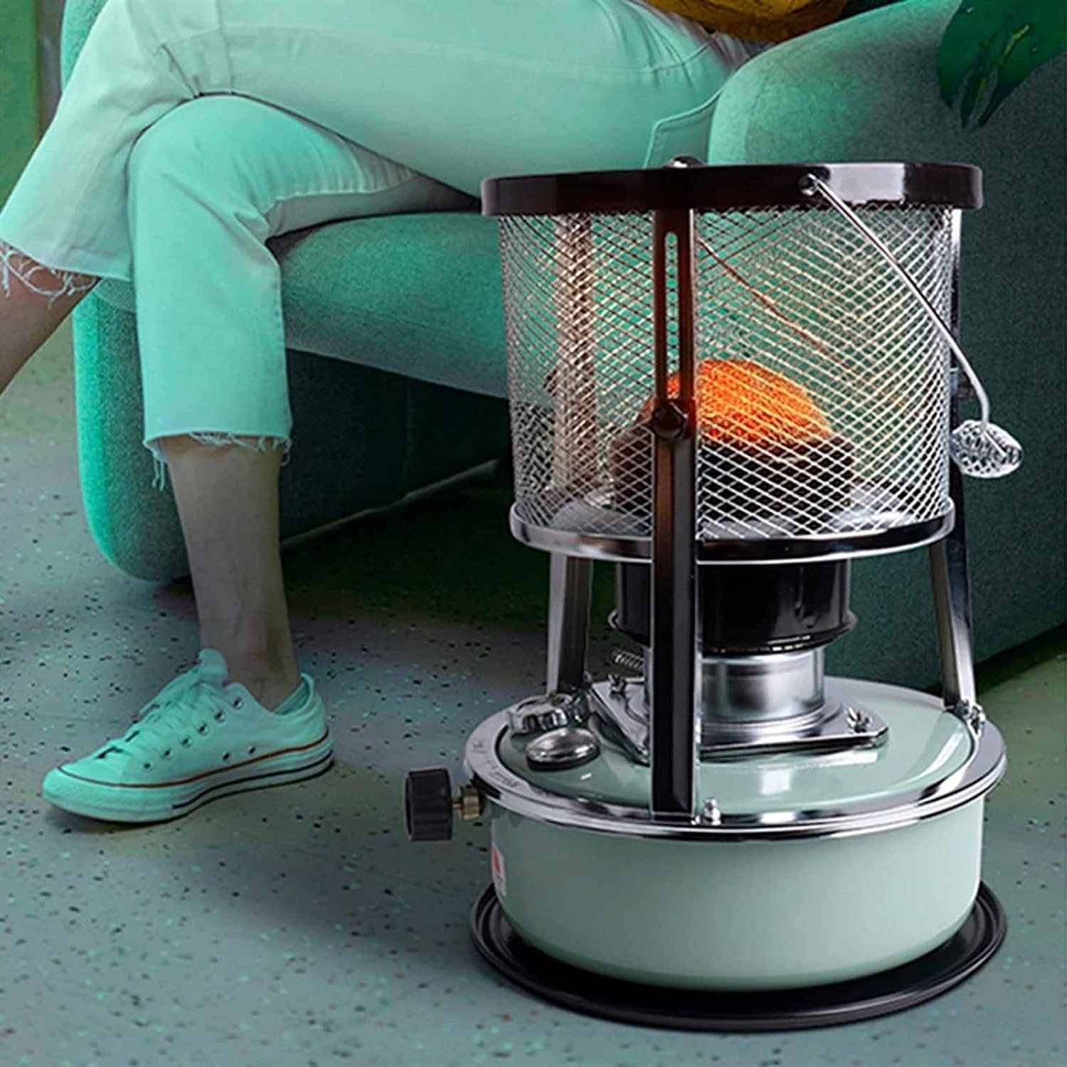 Fire Adjustable Multifunctional Kerosene Stove Portable Outdoor Camping/ice Fishing/Travel Heater, Can Also Be Used For Cooking Food(Light Green)