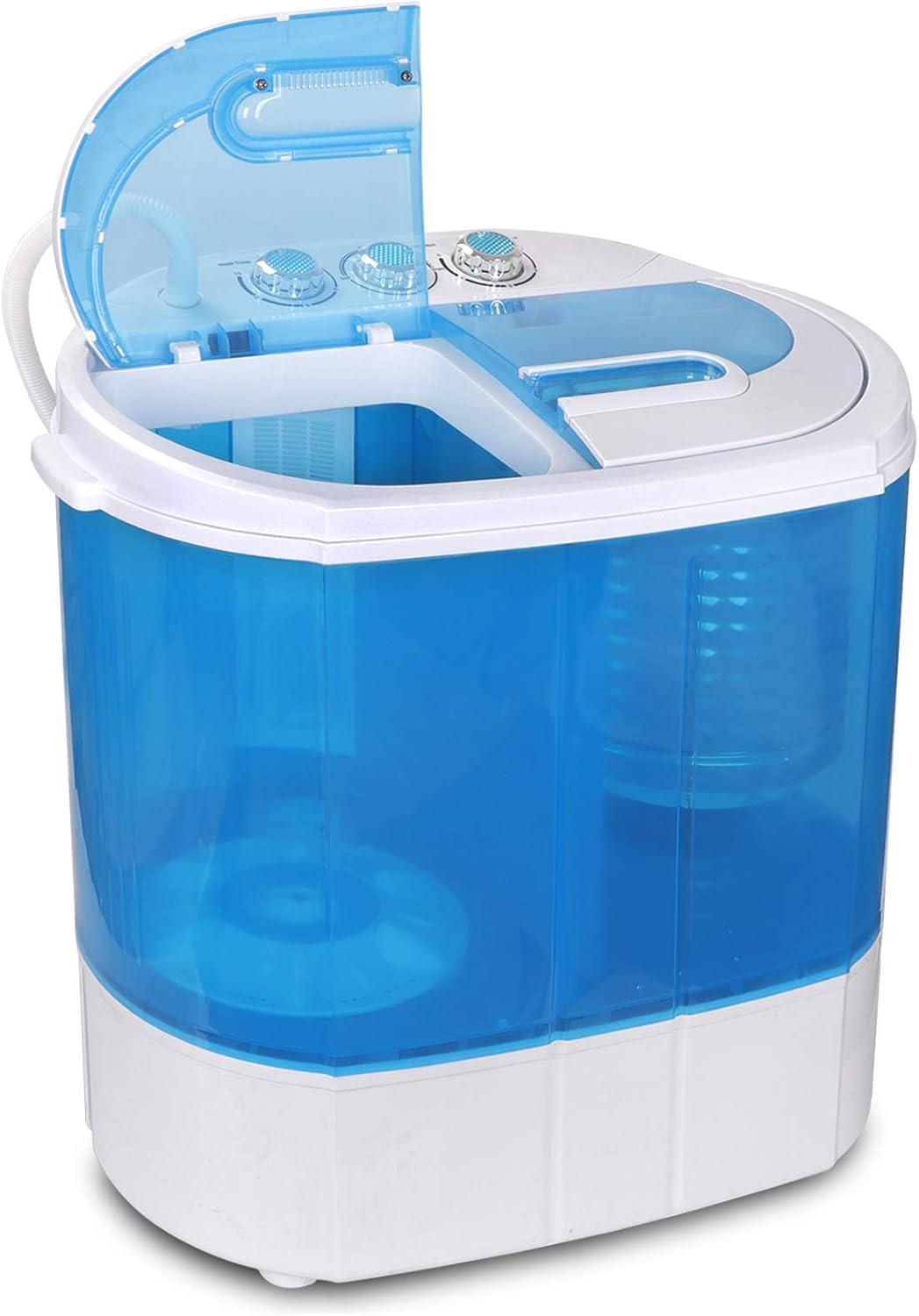 HomGarden Portable Washing Machine, Mini Compact Twin Tub 9.9 lbs Laundry Washer Spain Spinner Washing Machine, Gravity Drain Pump and Drain Hose