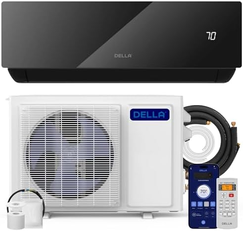 DELLA Umbra Series 18000 BTU Energy Saving Mini Split Work with Alexa 19 SEER2 Cools Up to 1000 Sq.Ft Split AC & 1.5 Ton Heat Pump Ductless Pre-Charged Inverter System