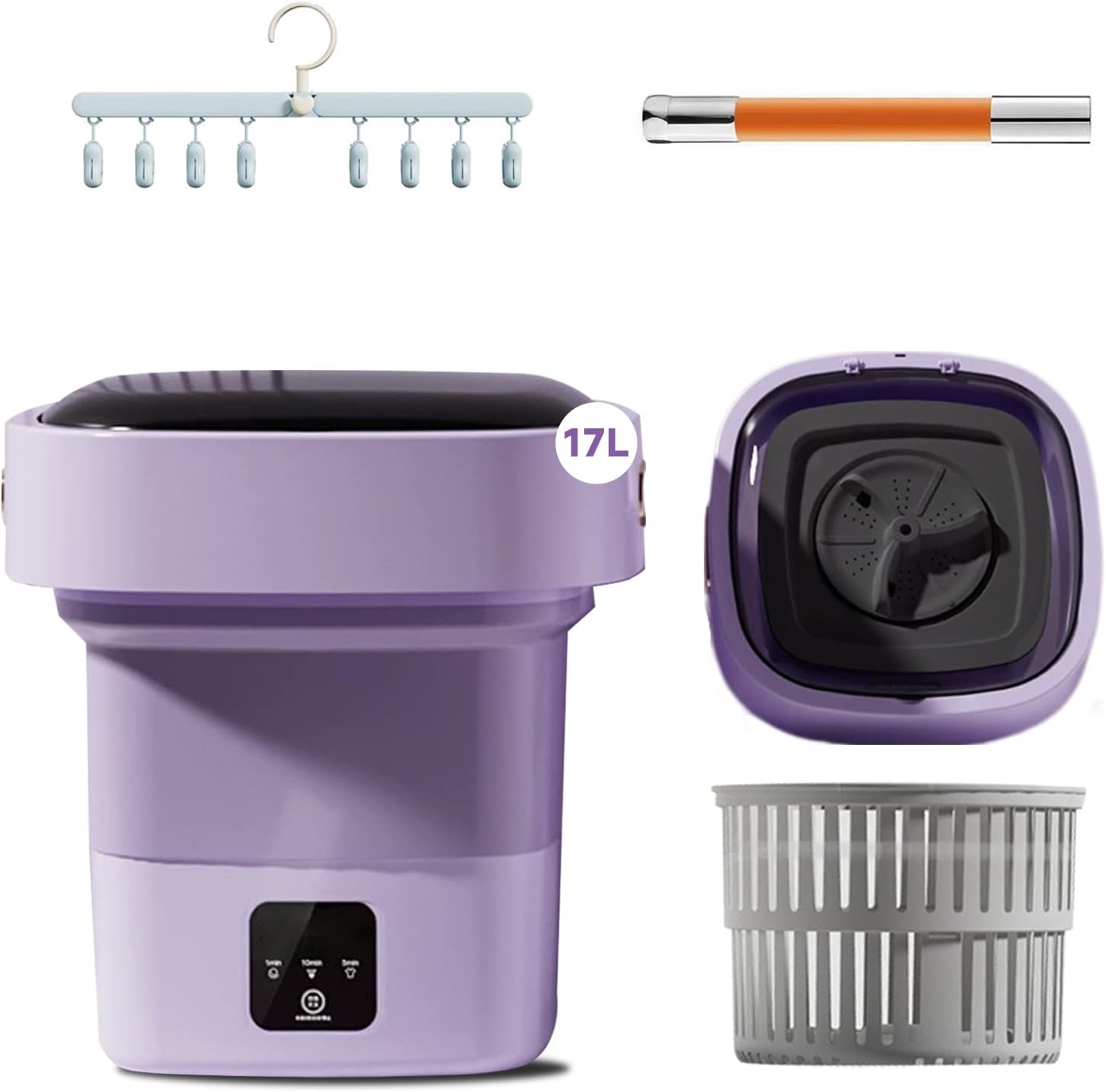 Portable Mini Washer,Washing Machine,17L Upgraded Large Capacity Foldable Washer.Deep Cleaning Baby Clothes,Pet clothing,Small Clothes,Underwear,socks.Suitable for Apartments,Dormitories,Hotels