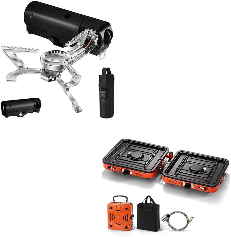 Odoland Bundle - 2 Items Portable Camping Stove and Portable 2 Burner Camping Stove