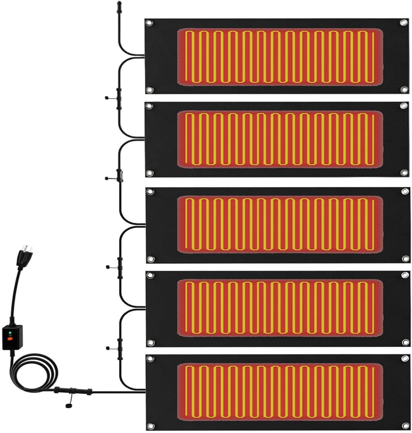 Heated Walkway Mats New Model Waterproof Anti Slip Design,with Power Cord Snow Melting Mats for Stairs Trusted Snow and Ice Melting Mats,for Stairs Doorways Staircases,5Pcs
