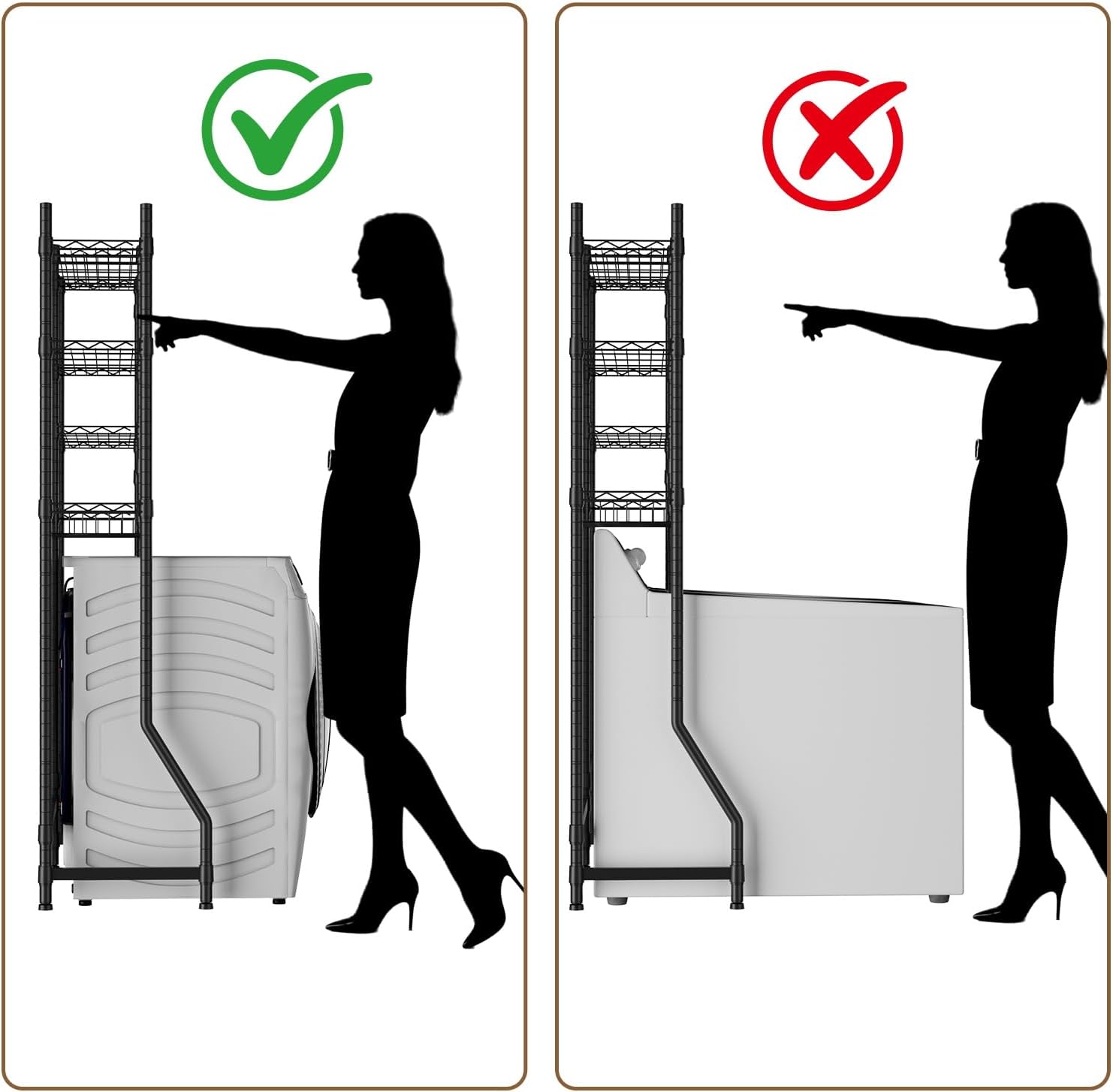 Over Washer and Dryer Shelves,3 Tier Adjustable Wire Shelving Laundry Room Storage Organization Clothes Drying Rack with Mounted on the Wall Expandable Hanger Rods&Hook,55