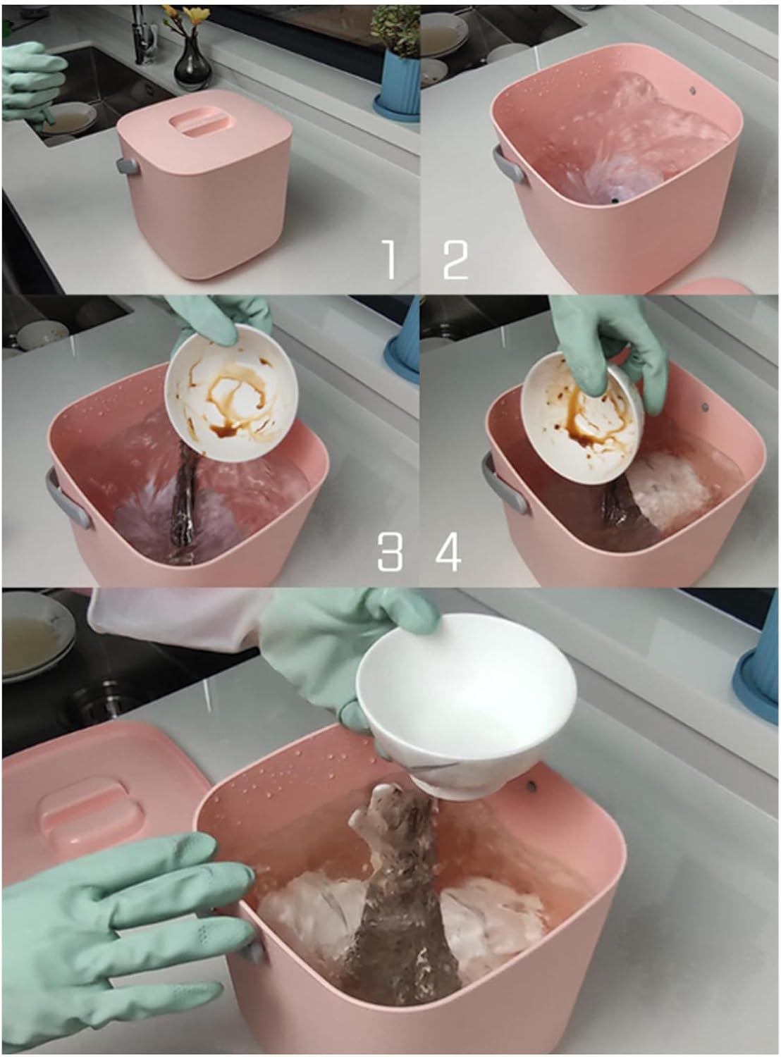 Fruit and Vegetable Dishwasher, Portable Countertop Washing Machine, Multifunctional Household USB Dishwasher for Home, Travel, College Camping, Laundry (Pink)