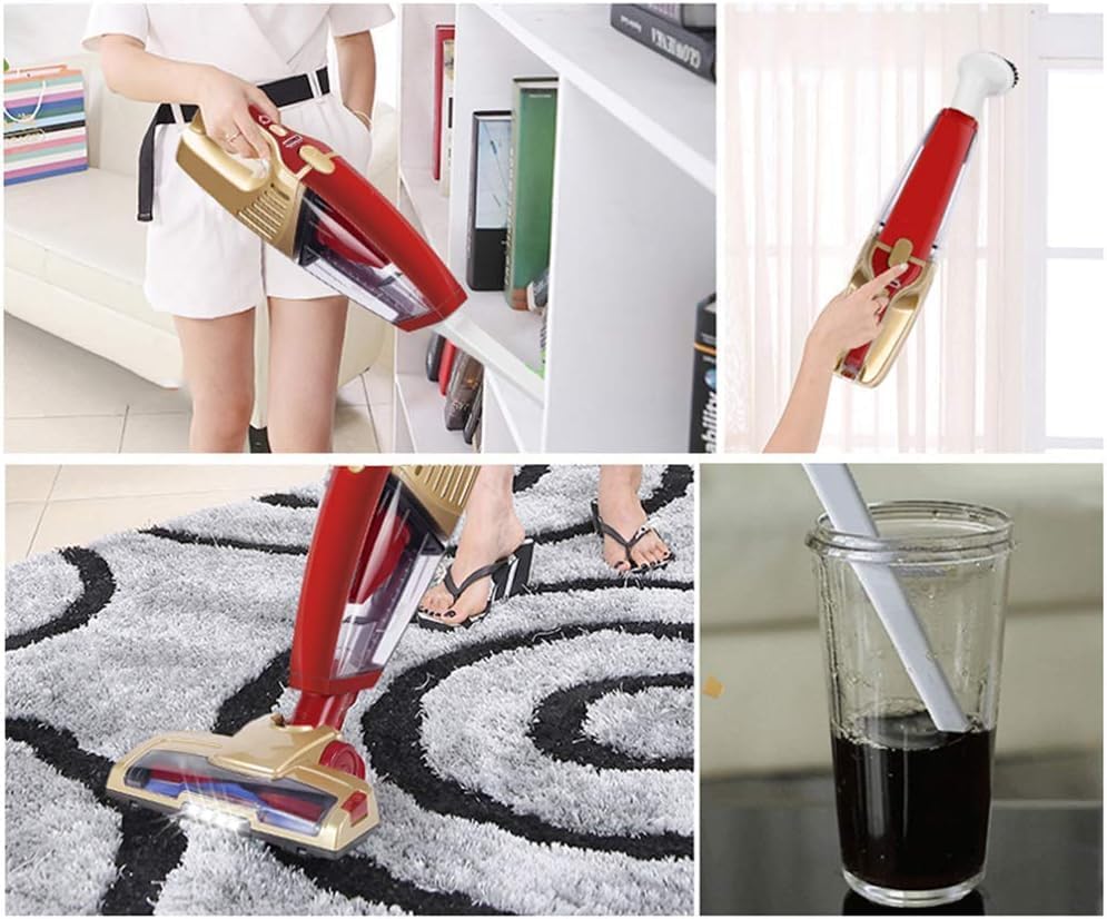 Handheld Vacuum Clean,Upright Vacuum Cleaner Cordless Vacuum Cleaner 2 in 1 Handheld Stick Vacuum with Rechargeable Li-Ion Battery and LED Brush, Stick Handheld Vacuum Cleaner for Carpet Car Pet Hair,