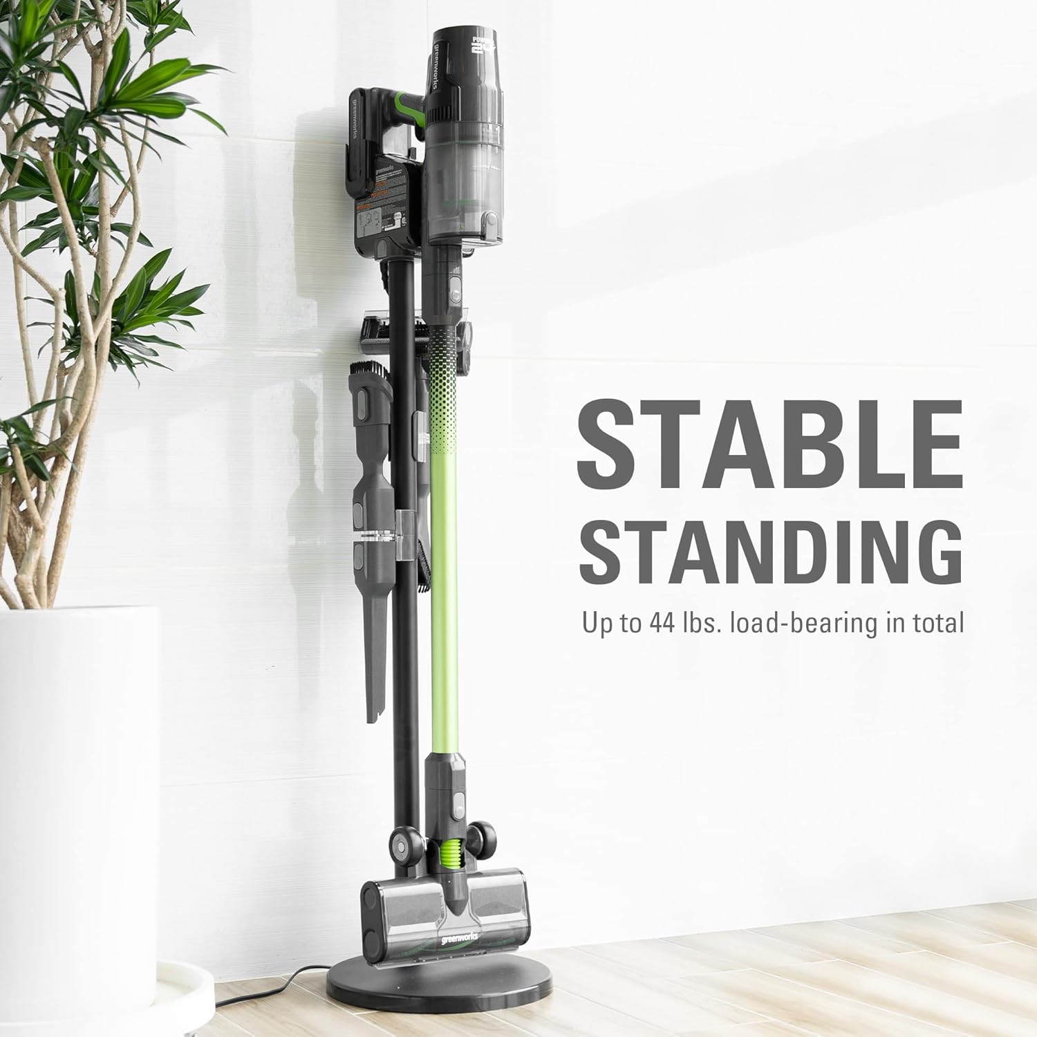 Greenworks Stick Vacuum Foldable Stand for Charger (Black), Works with Greenworks 24V Stick Vacuums (SVW24L411, SVG24L411, ‎SVW24L410, ‎SVG24L410)