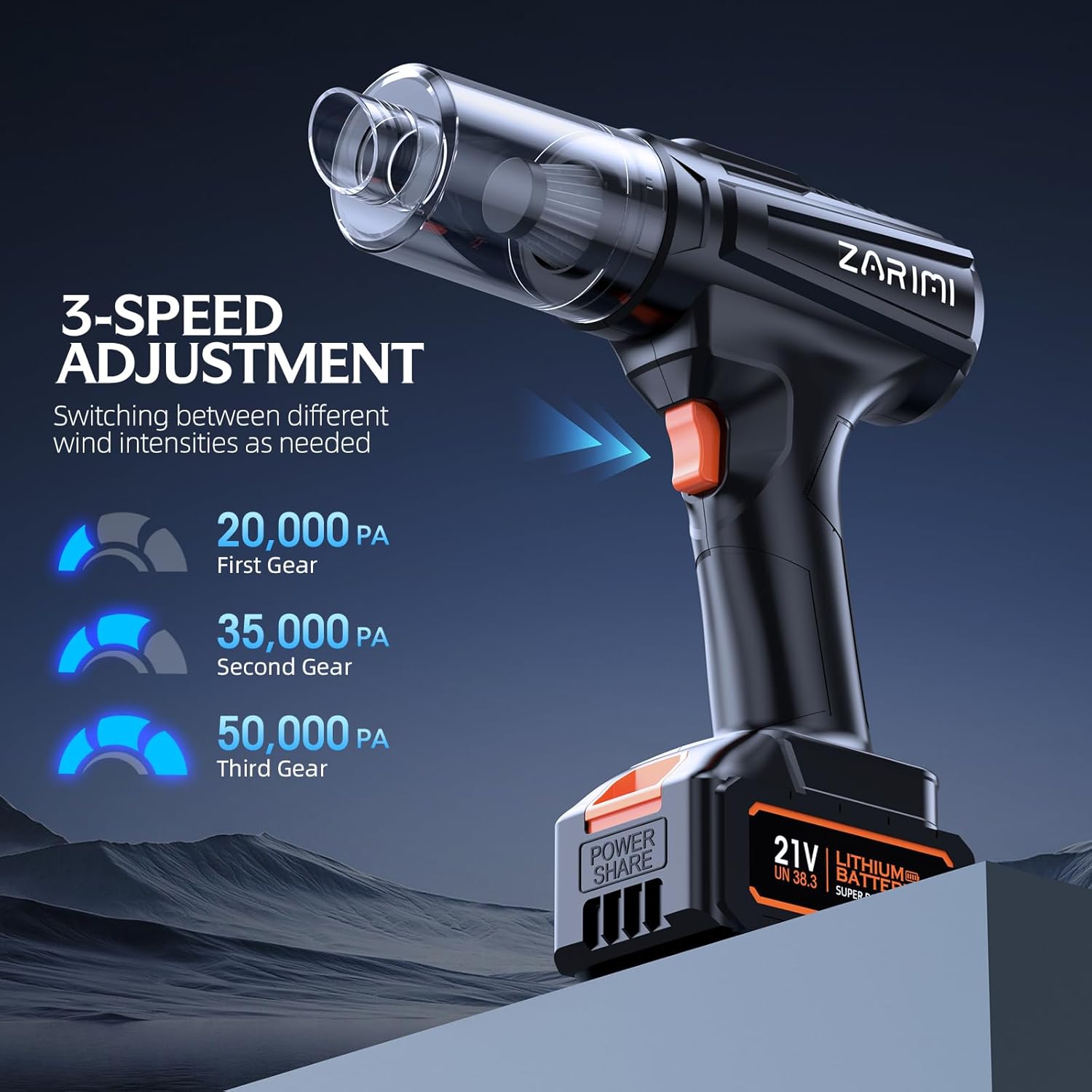 Cordless Handheld Car Vacuum Cleaner, 50,000Pa High-Power Brushless Motor, Rechargeable Dust Buster with 2 Batteries & Charger, 6-in-1 Portable Vacuum Cleaners for Home, Pet Hair, Bright Black