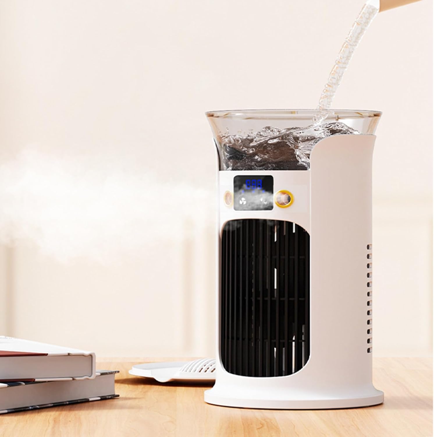 Portable Air Conditioner Ac Unit, 9” Evaporative Air Cooler, CoolingTower Fan For Bedroom, Outdoor, Indoor(White)