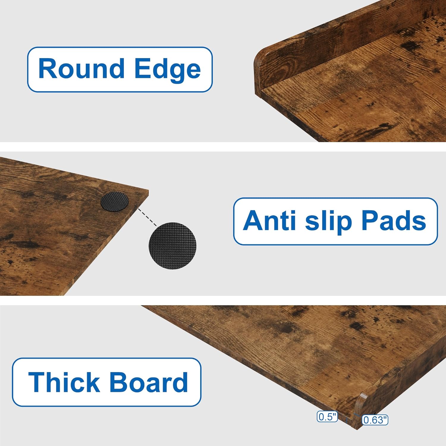 efluky Washer Dryer Countertop, Wood Countertop with Edge Rails for Laundry Room Organization and Storage, Washer Dryer Topper for Laundry Room, 27.5