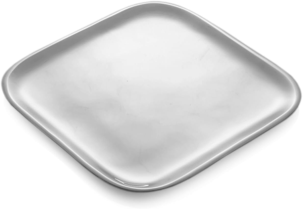 Nambé Square Platter 9-Inch Metal Alloy Serving Tray with Polished Silver Finish, Oven & Stovetop Safe for Cooking & Serving Steaks, Seafood & Appetizers, Perfect for Kitchen & Dining Table