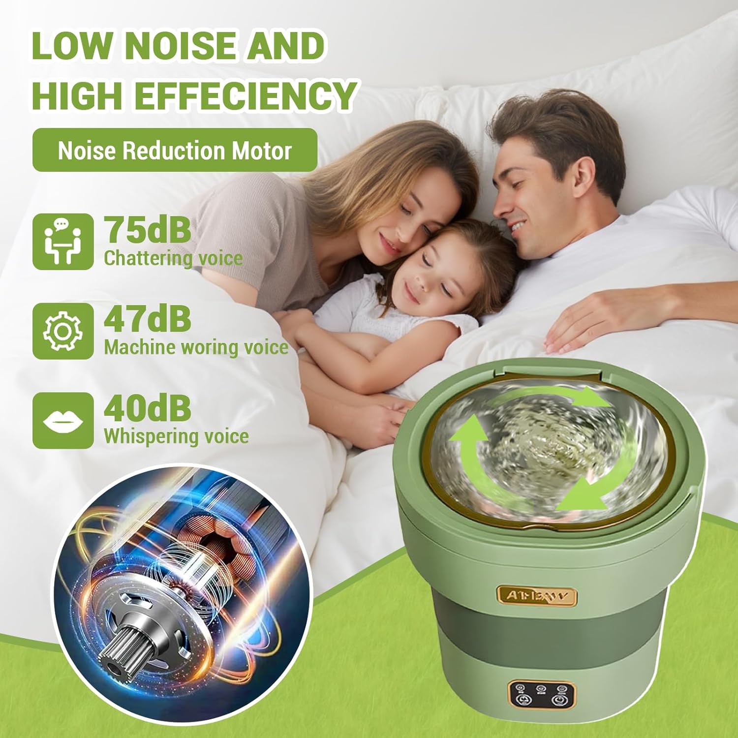 Portable Washing Machine, Mini Washer 12L Upgraded Large Capacity Foldable Washer Deep Cleaning of Underwear Small Baby Clothes Suitable for Apartments Dormitories Hotels