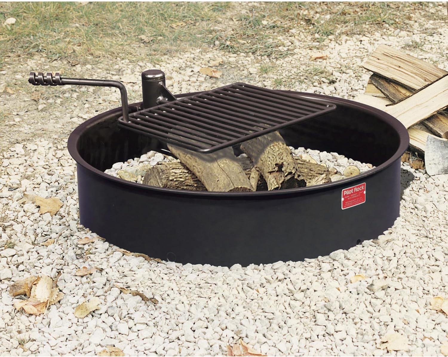Pilot Rock Steel Fire Ring with Cooking Grate - 32in. Diameter, Model Number FSW-30/7/TB