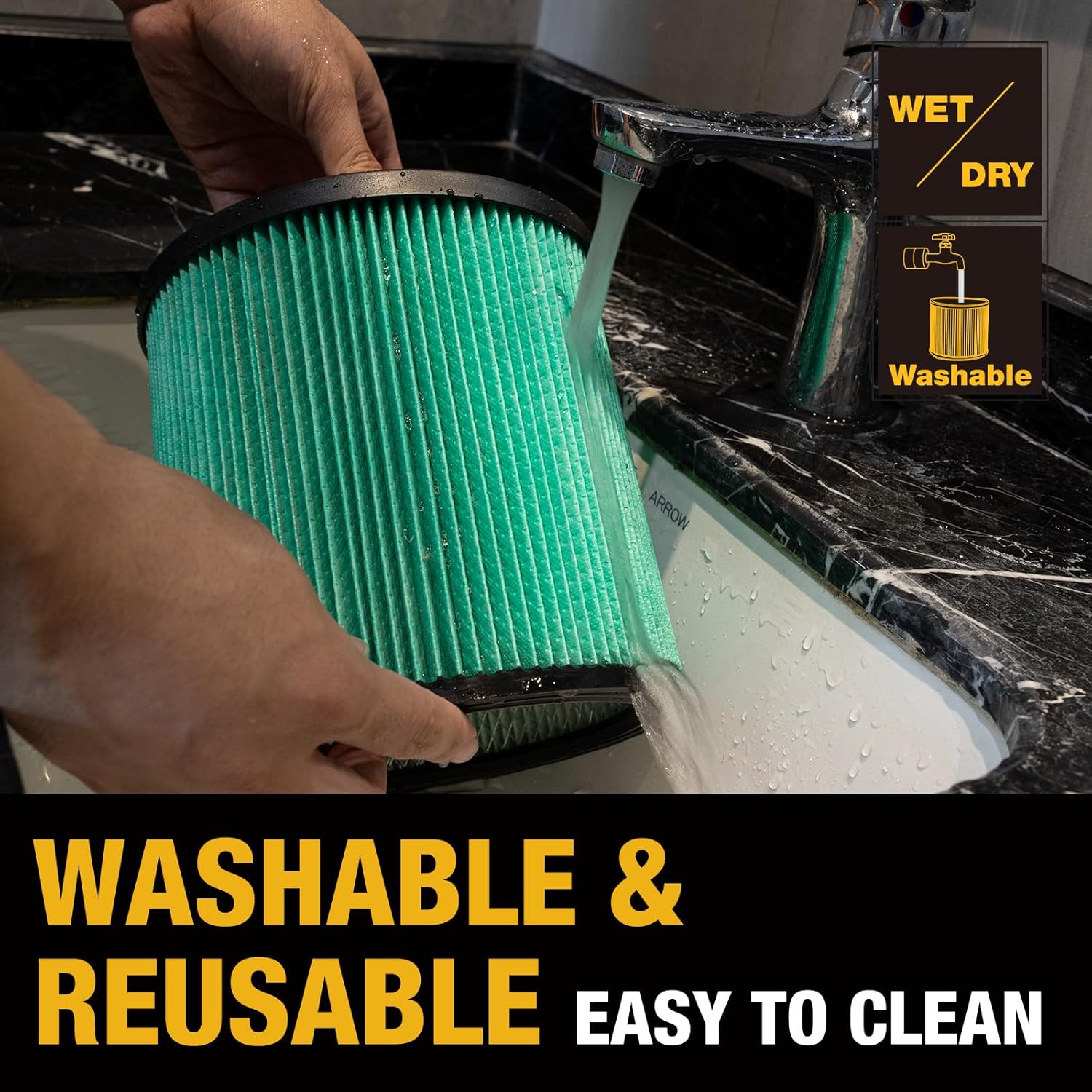 DEWALT 10 Gallon STEALTHSONIC Wet and Dry Shop Vacuum,with DXVC6914 HEPA Cartridge Filter