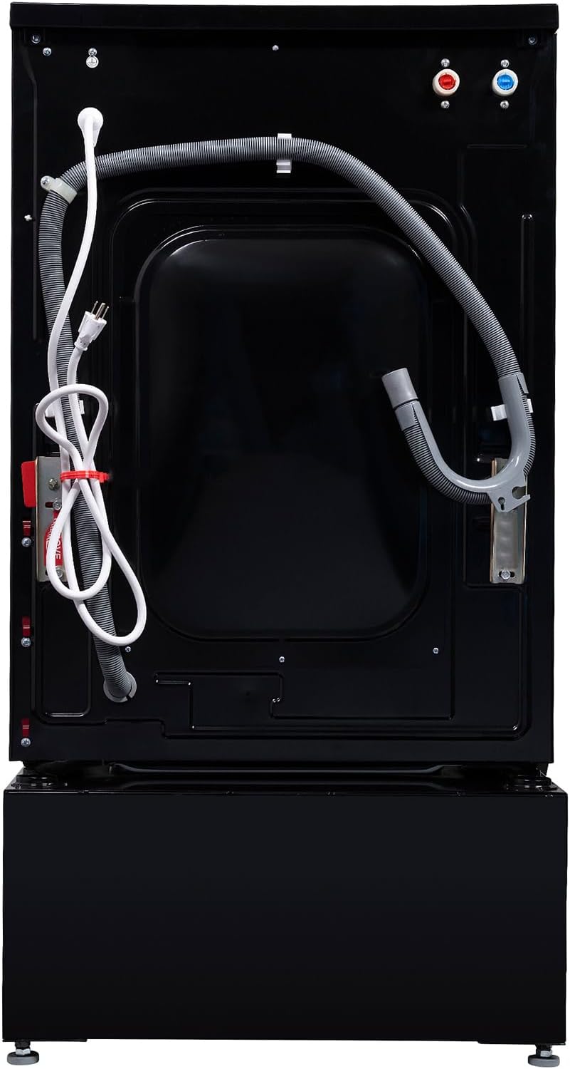 Equator All-in-one Washer Dryer Ventless FULLY BUILTIN 0-CLEARANCE 1.62cf/15lbs 110V 1400RPM with Pedestal + ADA (Black)