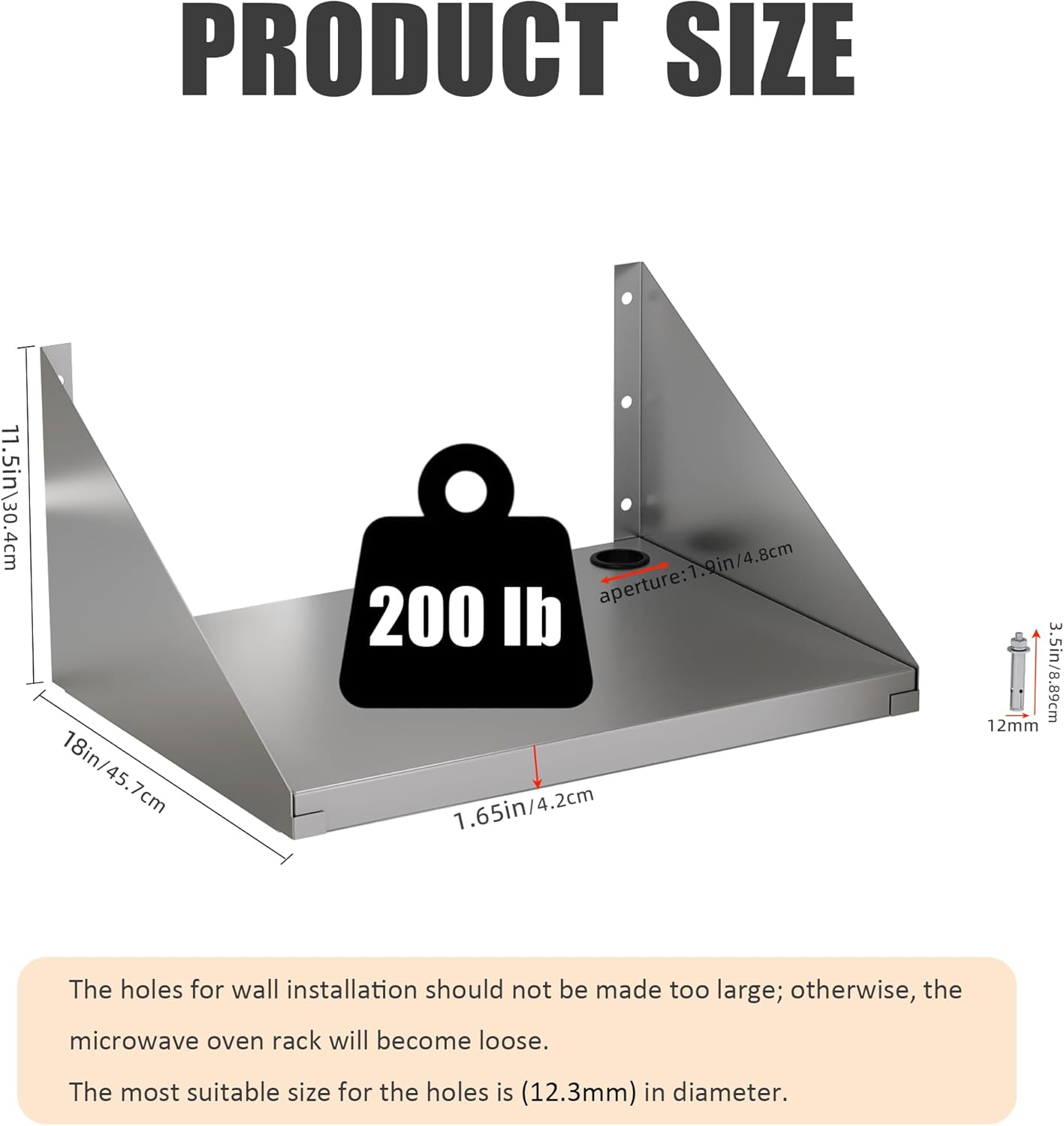 Stainless Steel Microwave Shelf Wall Mount 18