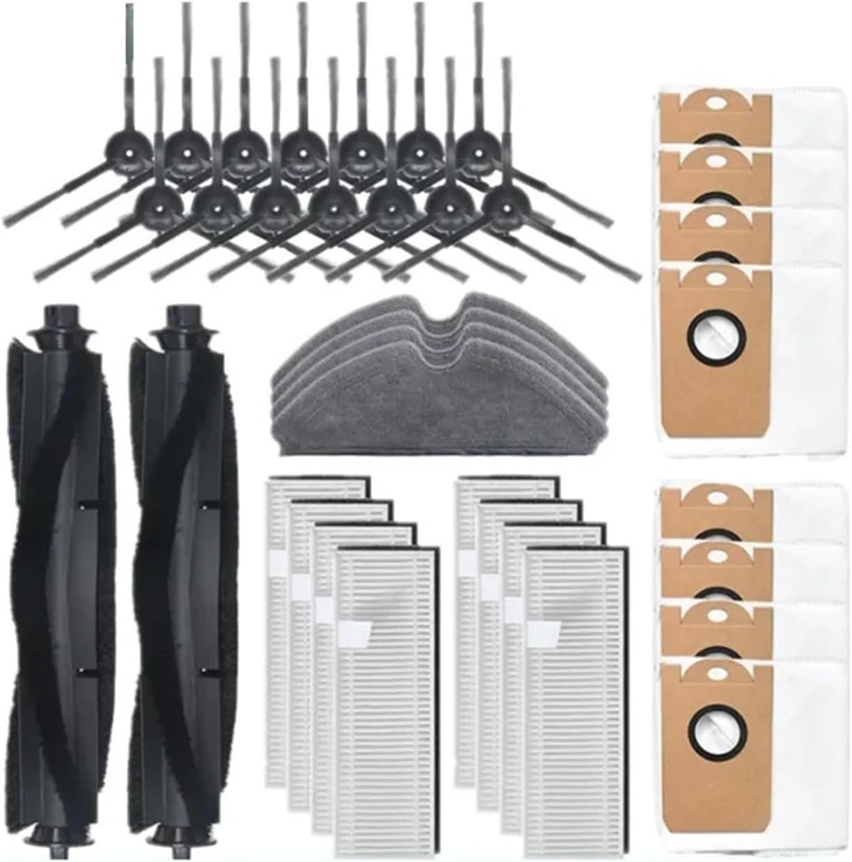 Compatible for Proscenic M7 PRO/Kyvol Cybovac S31 /Uoni V980 Plus/Honiture Q6 Vacuum Cleaner, Main/Side Brush HEPA Filter Dust Bag Parts (Color : AS Shown 16)