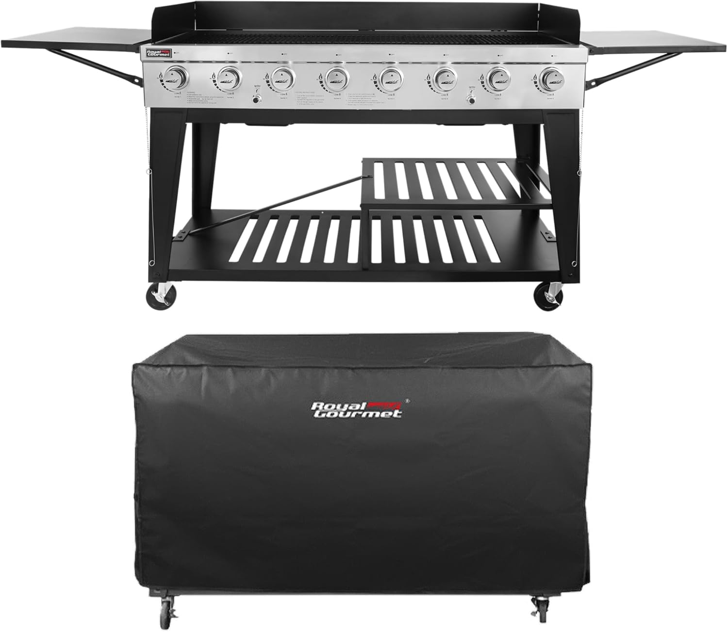 Royal Gourmet Event 8-Burner BBQ Propane Gas Grill with Cover, Picnic or Camping Outdoor