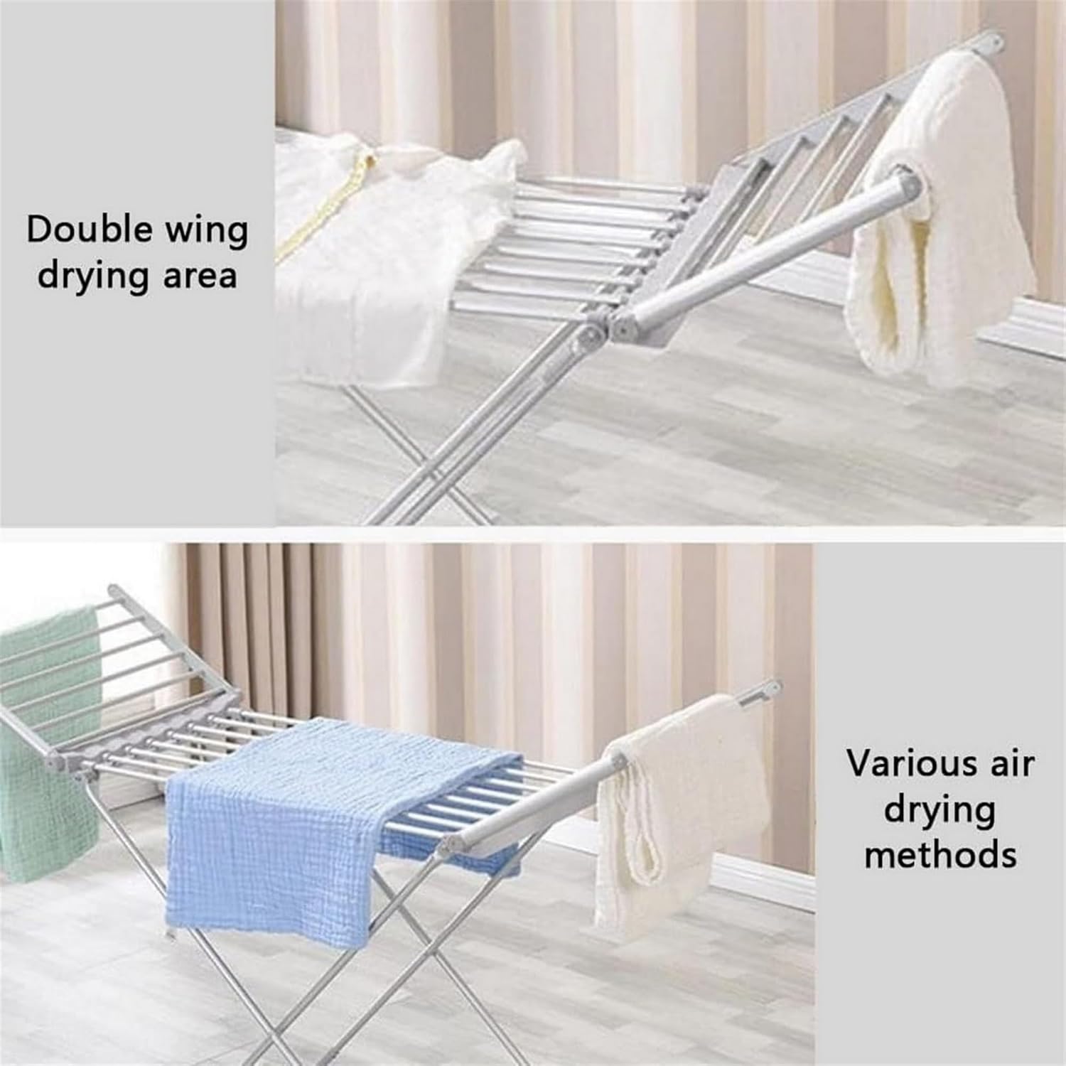 Portable Heated Airer Electric Clothes Drying Rack Energy Saving Folding Stand for Home Laundry Room. (A)