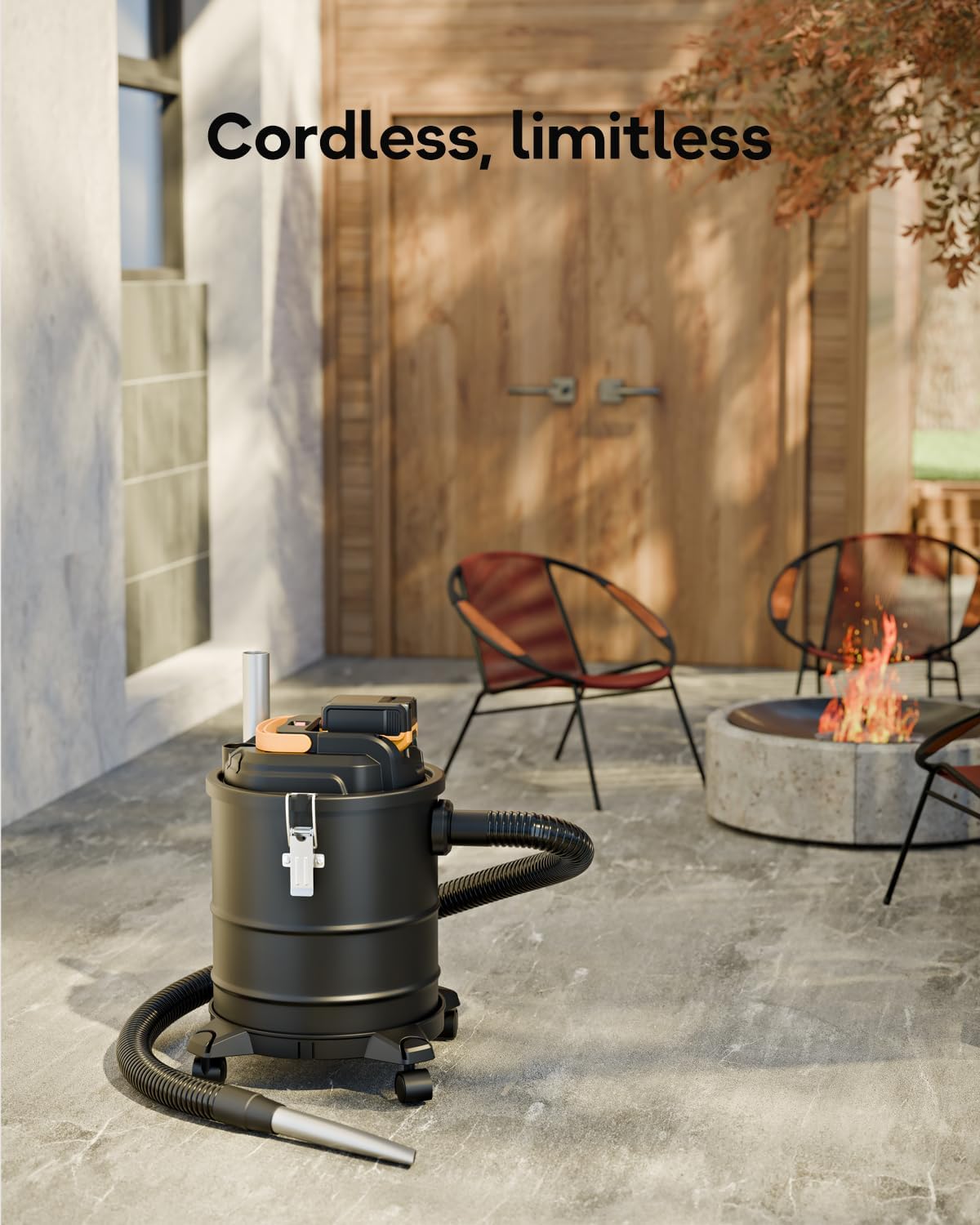 DeForce Cordless Ash Vacuum, for DeWalt 20V Max Battery, 4-Gallon Portable Vacuum Cleaner, Black, with Hose Nozzles HEPA Filters Wheels, for Pellet Wood Stove BBQ Grill (Bare Tool ONLY)