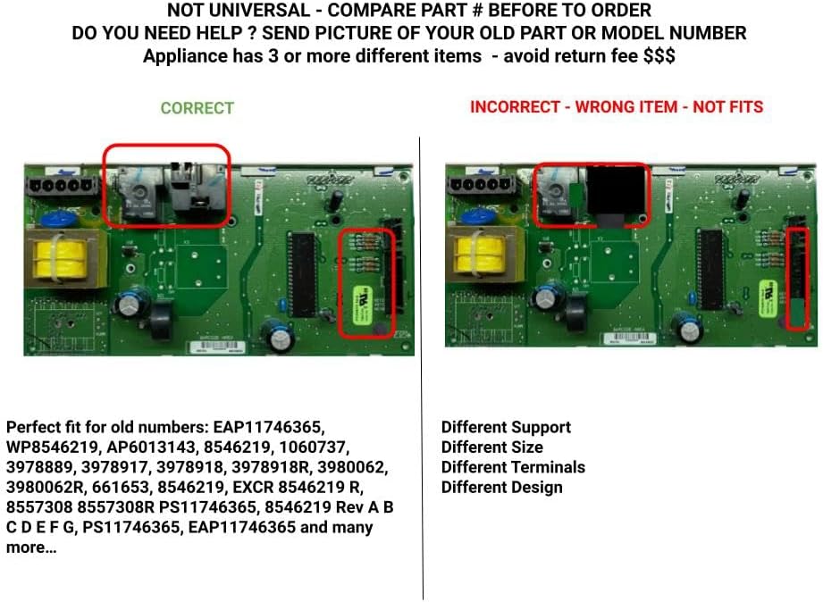 3978917, 3978918, 3980062 Laundry Dryer Control Board 8546219 for Kenmore, Whirlpool, KitchenAid, Maytag Dryers - 3978917, 3978918, 3980062